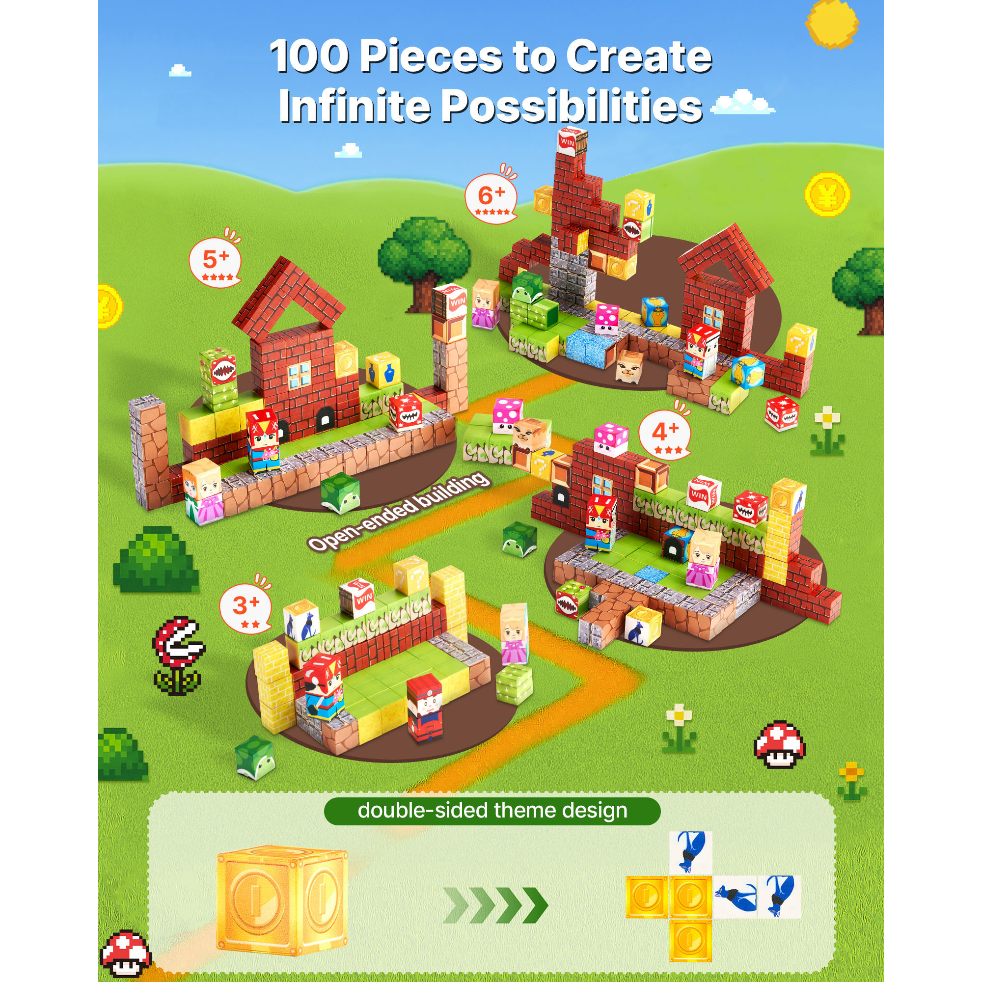 Magnetic Building Blocks Montessori Sensory Stem Educational Set_voghion.com